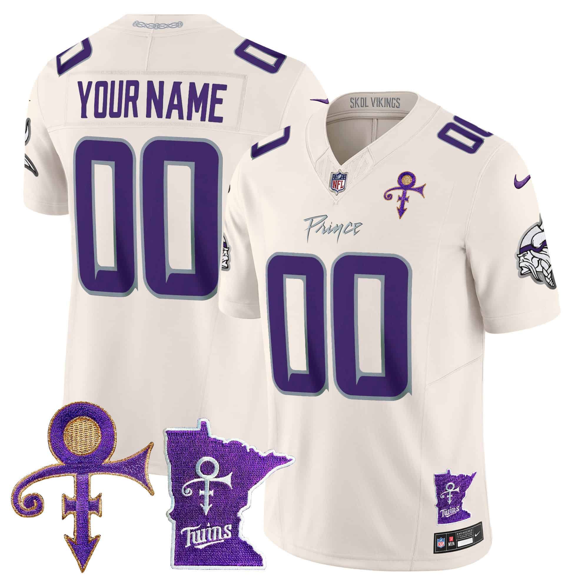 Men Minnesota Vikings Cream 2024 Nike Prince Vapor Limited Custom NFL Jersey->customized nfl jersey->Custom Jersey